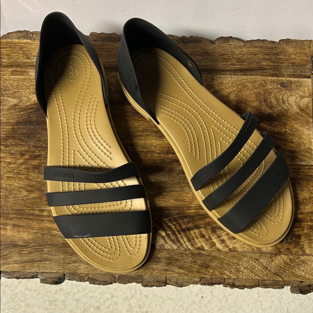 CROCS Black and Tan Women's Sandals